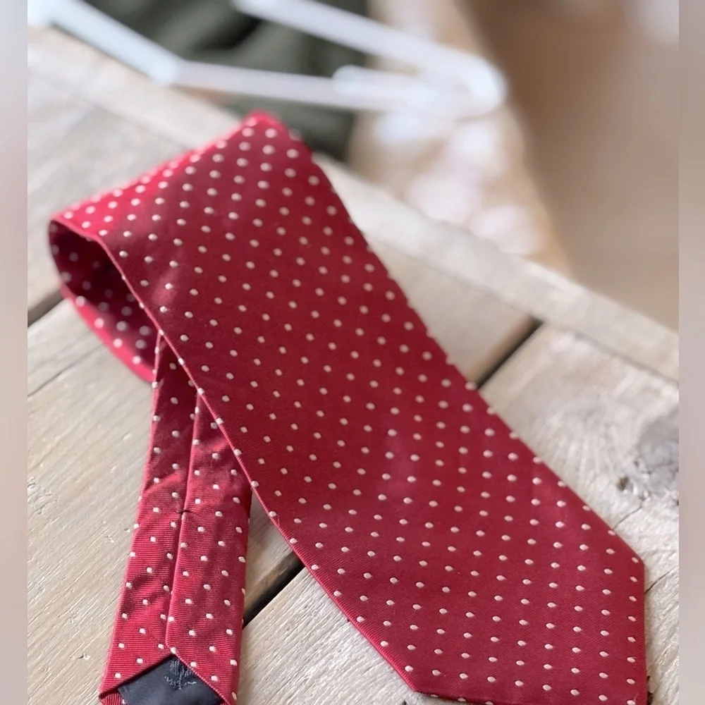 Brooks Brothers Polka Dot Silk Tie. Power | Handmade | Red White | EUC - Picture 2 of 11